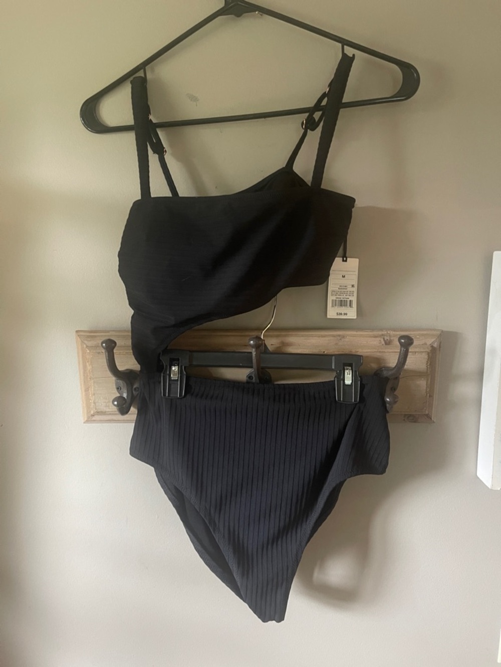 Shade & Shore Black Ribbed Bikini Set